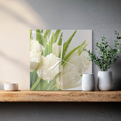 Vierkante glazen klok Tulpen