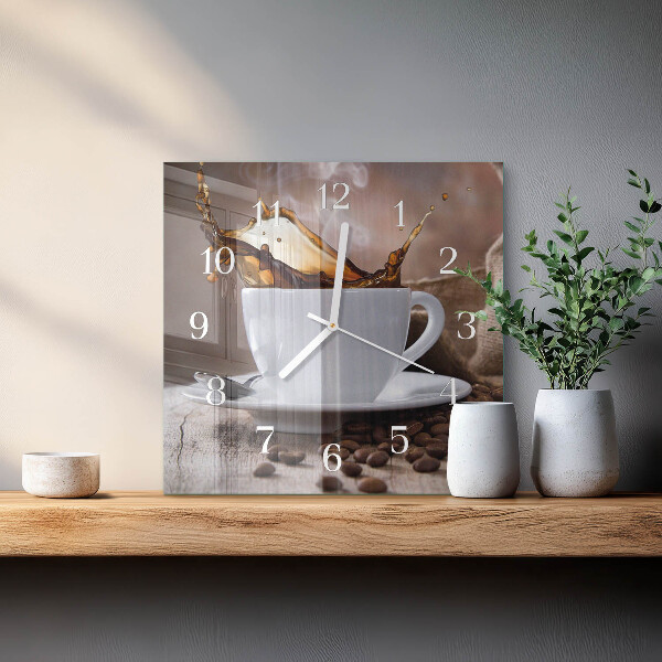 Vierkante glazen klok Koffie