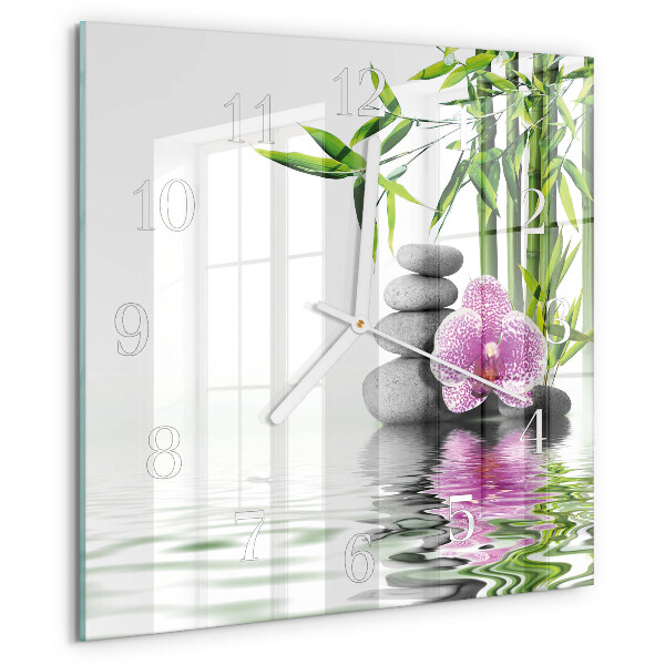 Vierkante glazen klok Orchideeënstenen
