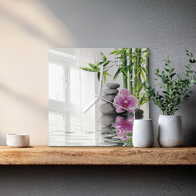 Vierkante glazen klok Orchideeënstenen