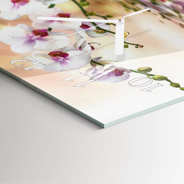 Vierkante glazen klok Orchidee