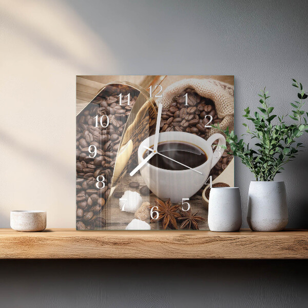Vierkante glazen klok Koffie
