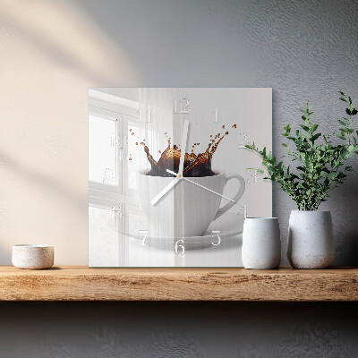 Vierkante glazen klok Koffie