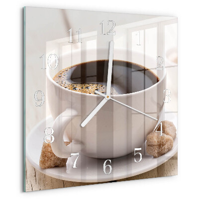 Vierkante glazen klok Koffie