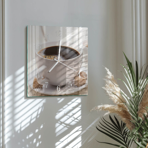 Vierkante glazen klok Koffie
