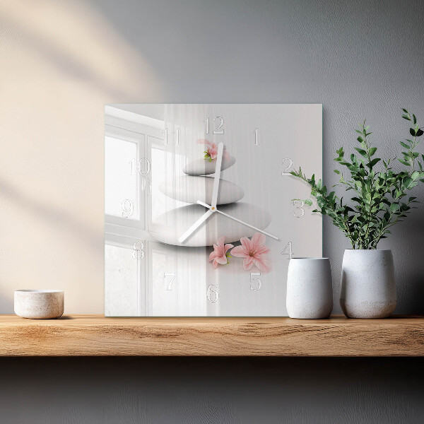 Vierkante glazen klok Stenen