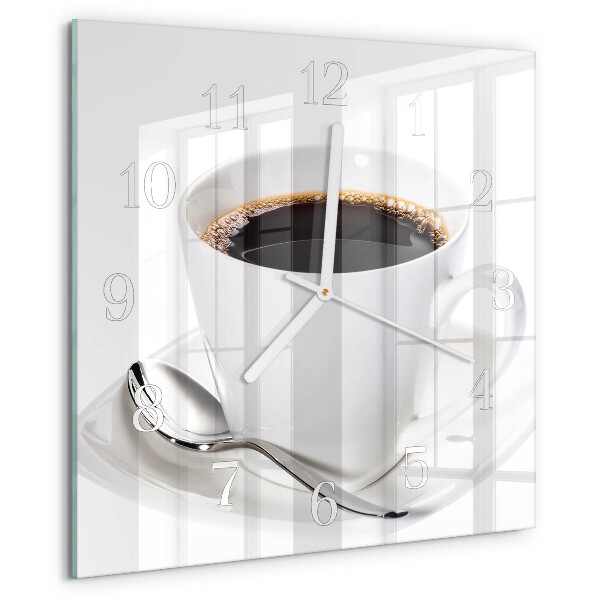 Vierkante glazen klok Koffie
