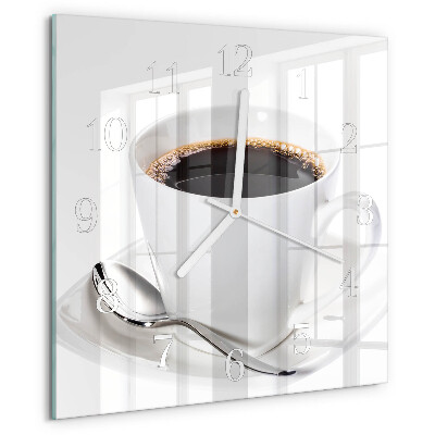 Vierkante glazen klok Koffie