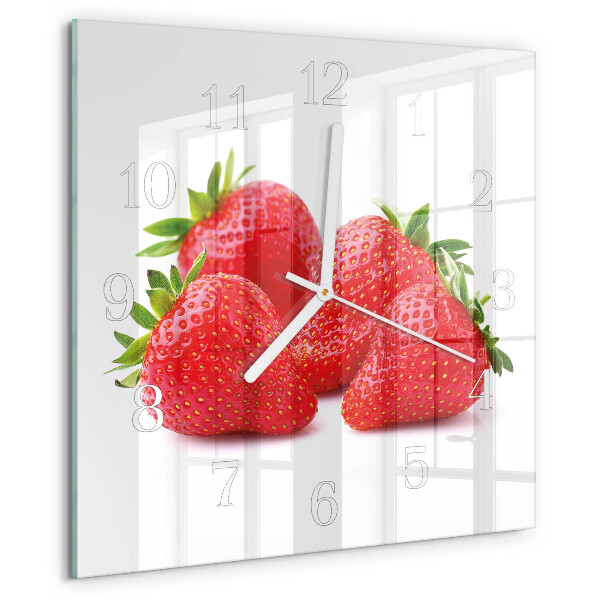 Vierkante glazen klok Aardbeien
