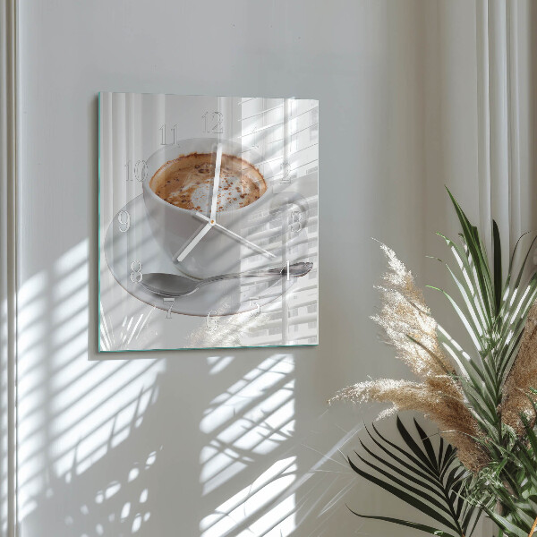 Vierkante glazen klok Koffie