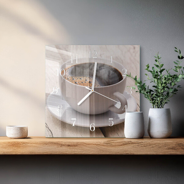 Vierkante glazen klok Koffie