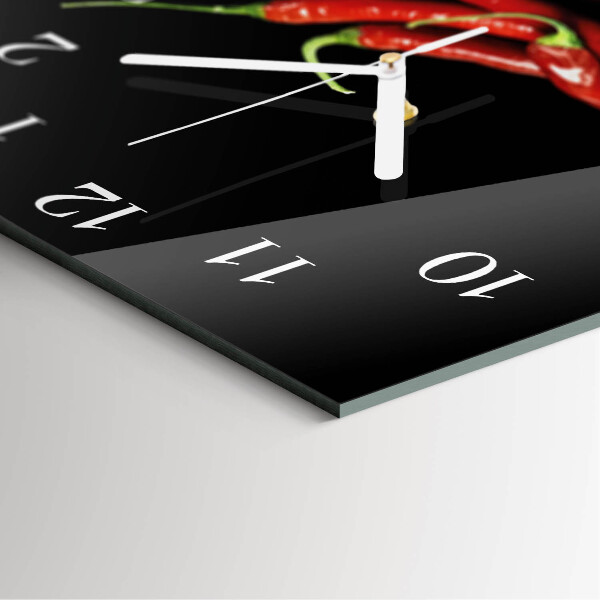 Vierkante glazen klok Chilipepers