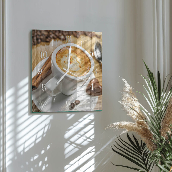 Vierkante glazen klok Koffie