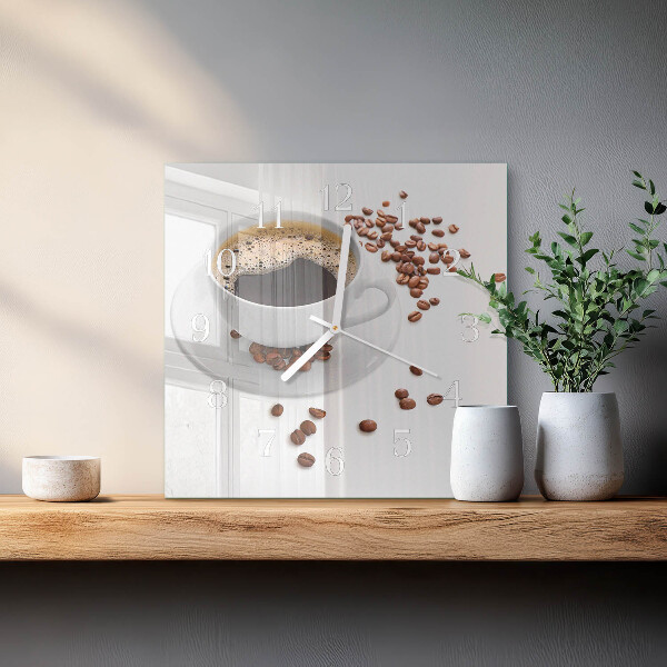 Vierkante glazen klok Koffie