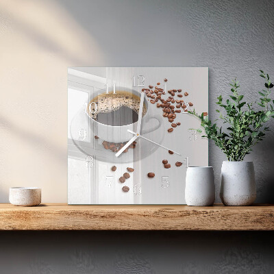 Vierkante glazen klok Koffie