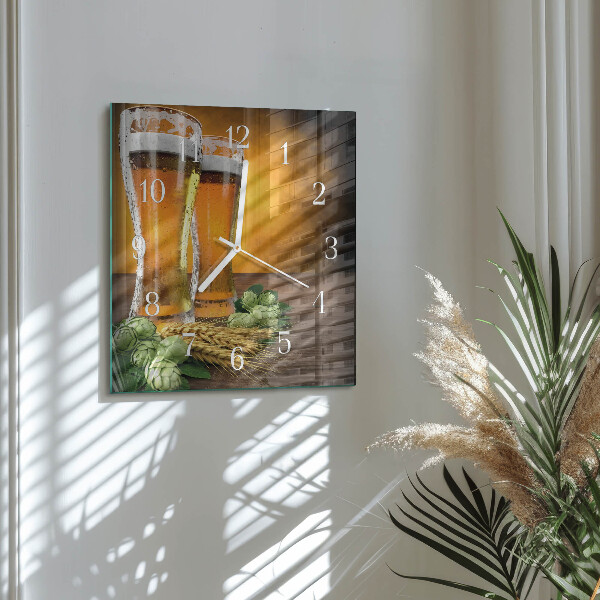 Vierkante glazen klok Glazen bier