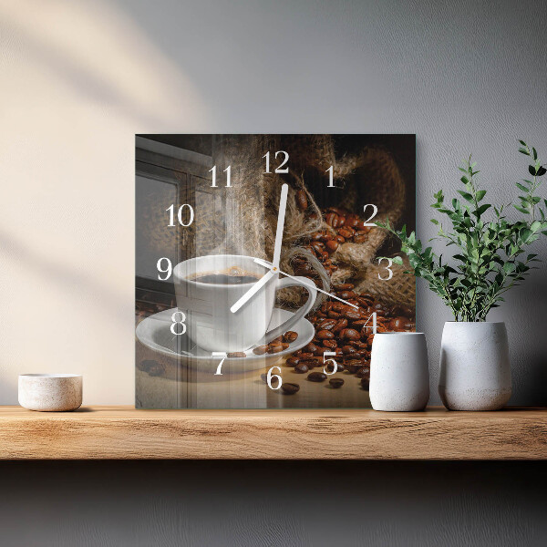 Vierkante glazen klok Koffie