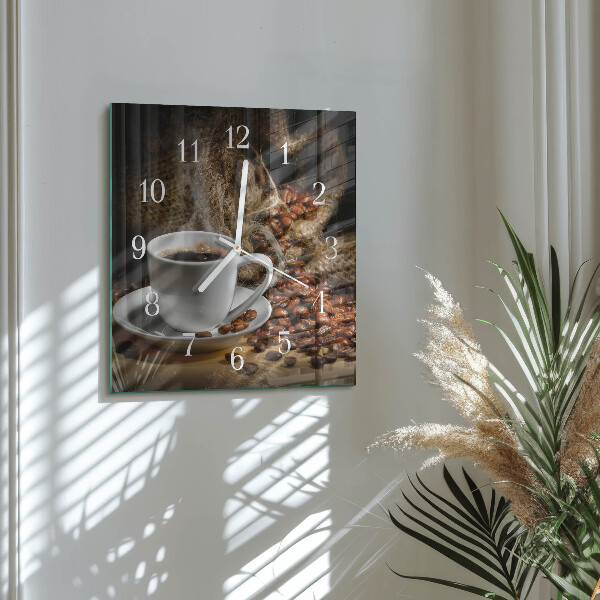 Vierkante glazen klok Koffie