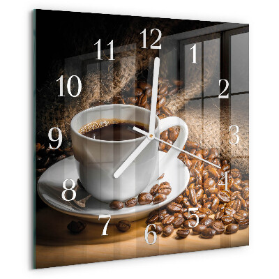 Vierkante glazen klok Koffie