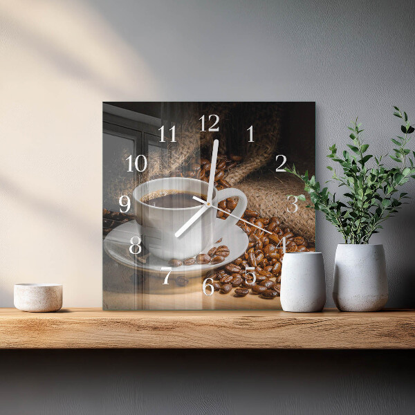 Vierkante glazen klok Koffie