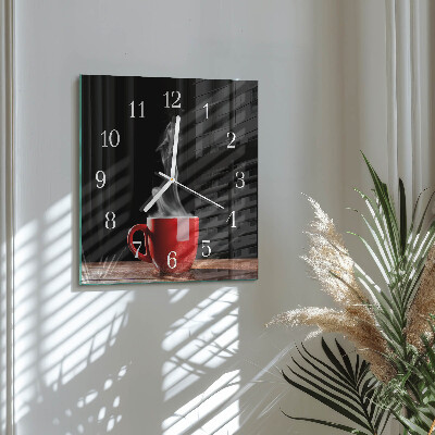 Vierkante glazen klok Kopje koffie