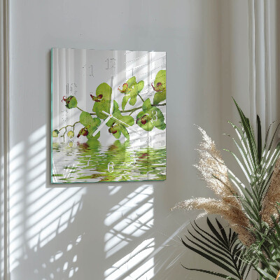 Vierkante glazen klok Orchidee