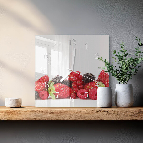 Vierkante glazen klok Fruit