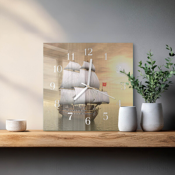 Vierkante glazen klok Schip