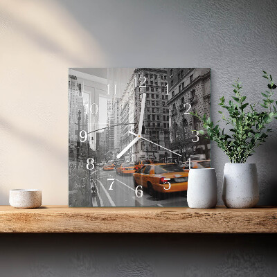 Vierkante glazen klok New Yorkse taxi