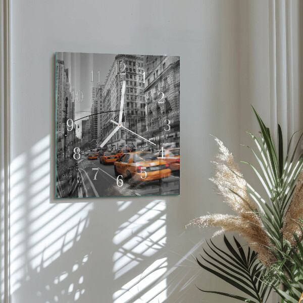 Vierkante glazen klok New Yorkse taxi