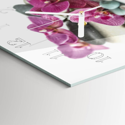 Vierkante glazen klok Orchideeën