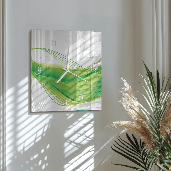 Vierkante glazen klok Abstracte lijnen