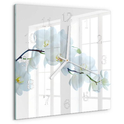 Vierkante glazen klok Orchidee