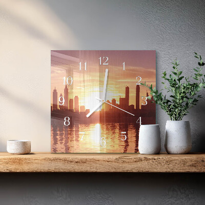 Vierkante glazen klok Horizon