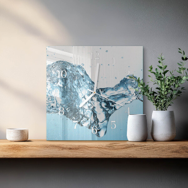 Vierkante glazen klok Water
