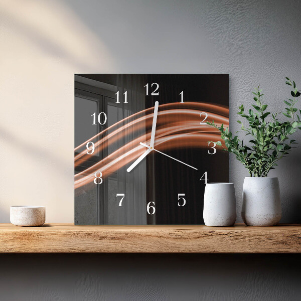 Vierkante glazen klok Abstracte lijnen