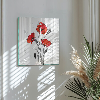 Vierkante glazen klok Papaver