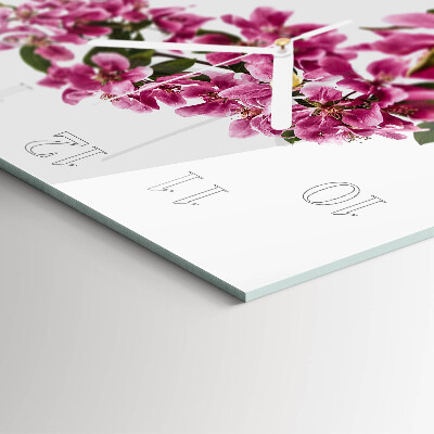 Vierkante glazen klok Bloemen