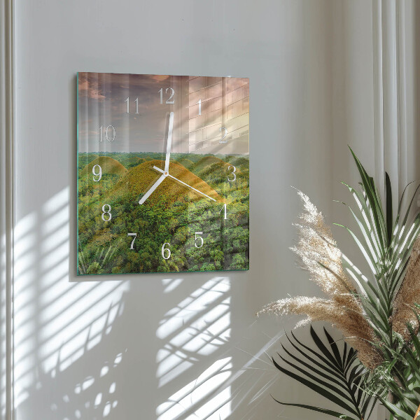 Vierkante glazen klok Landschap
