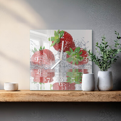 Vierkante glazen klok Aardbeien
