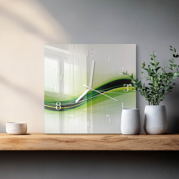 Vierkante glazen klok Abstracte lijnen
