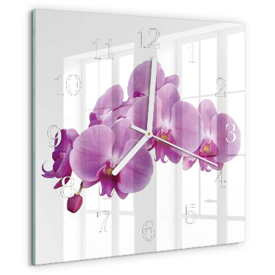 Vierkante glazen klok Orchidee