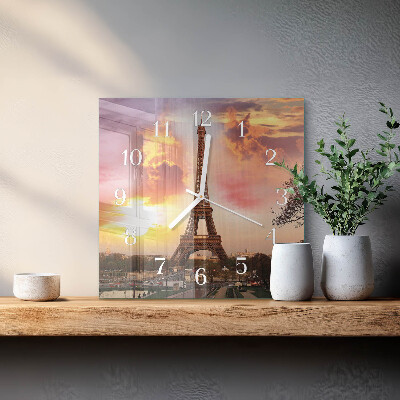 Vierkante glazen klok Eiffeltoren Parijs