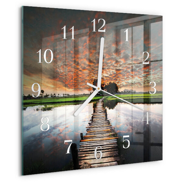 Vierkante glazen klok Weidebrug