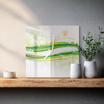 Vierkante glazen klok Abstracte lijnen