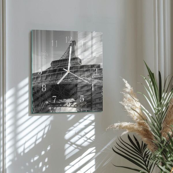 Vierkante glazen klok Eiffeltoren Parijs
