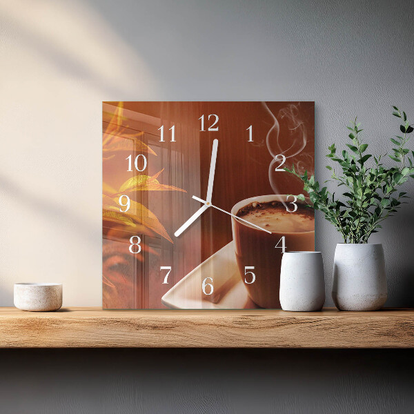 Vierkante glazen klok Koffie