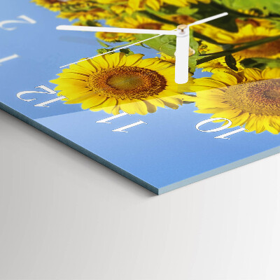 Vierkante glazen klok Zonnebloemen