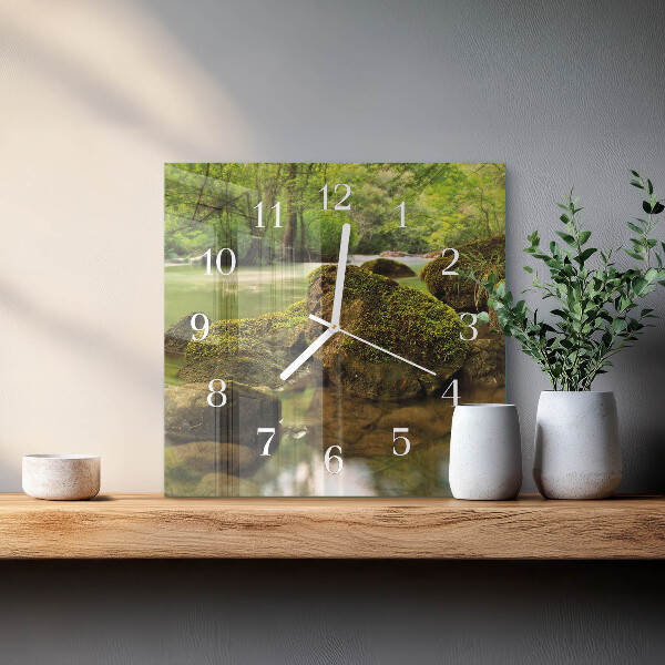 Vierkante glazen klok Landschapsrivier