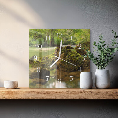 Vierkante glazen klok Landschapsrivier